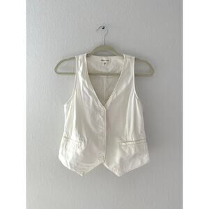 Cloth & Stone Cream Vest Women’s Small Lyocell Cotton Button Front Minimalist